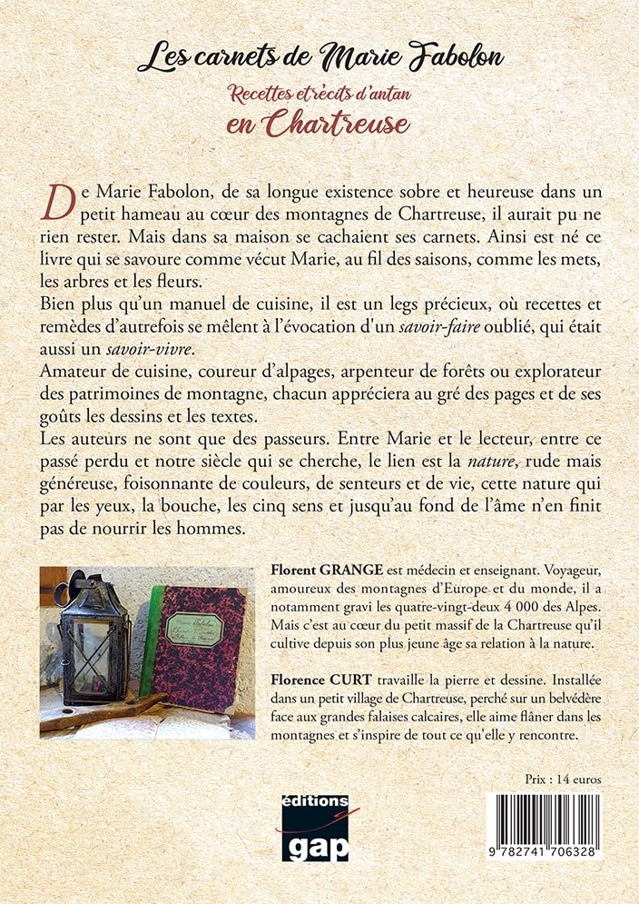 Les carnets de Marie FABOLON, recettes et récits d'antan en Chartreuse
